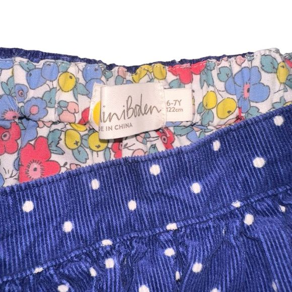 Mini Boden Navy Corduroy Skirt with Lions and Polka Dots Kids size 6/7 - Picture 3 of 5
